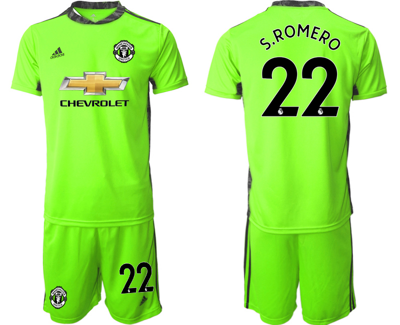 Men 2020-2021 club Manchester United fluorescent green goalkeeper #22 Soccer Jerseys->manchester united jersey->Soccer Club Jersey